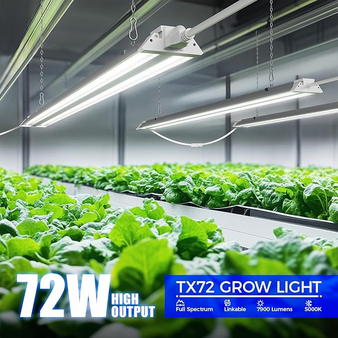 Barrina TX72 4FT Grow Light for Indoor Plants, 72W (500W Equivalent), High PPFD, 5000K Daylight