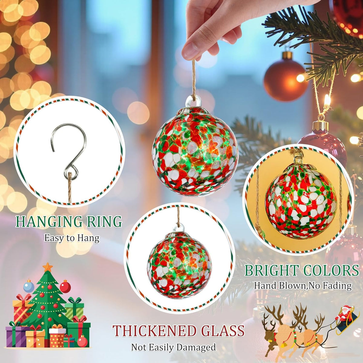 Hand Blown Glass Gazing Balls for Garden Hanging Friendship Balls Christmas Ball Ornaments for Xmas