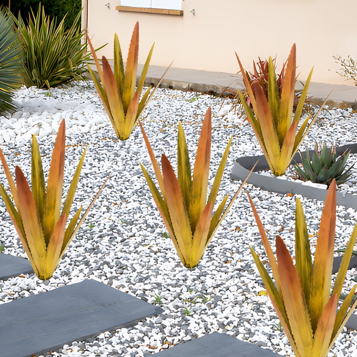 EROCK 2 Pcs Tequila Rustic Sculpture, Wind Resistant Metal Agave Plant Outdoor Home Decor, DIY