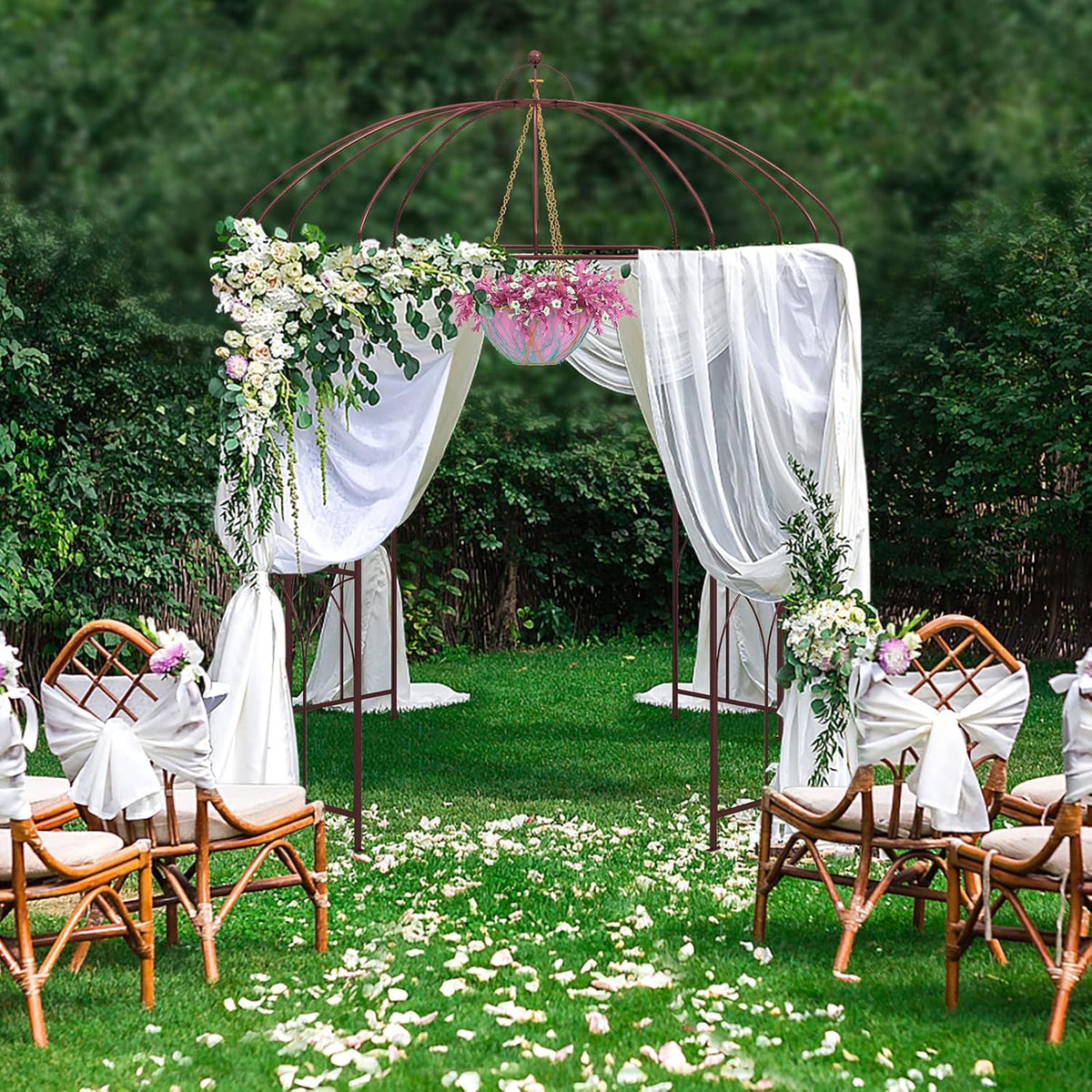 Giantex Birdcage Shape Garden Arbor, 8.4ft High x 7ft Wide, Metal Gazebo Arch Pergola Pavilion for