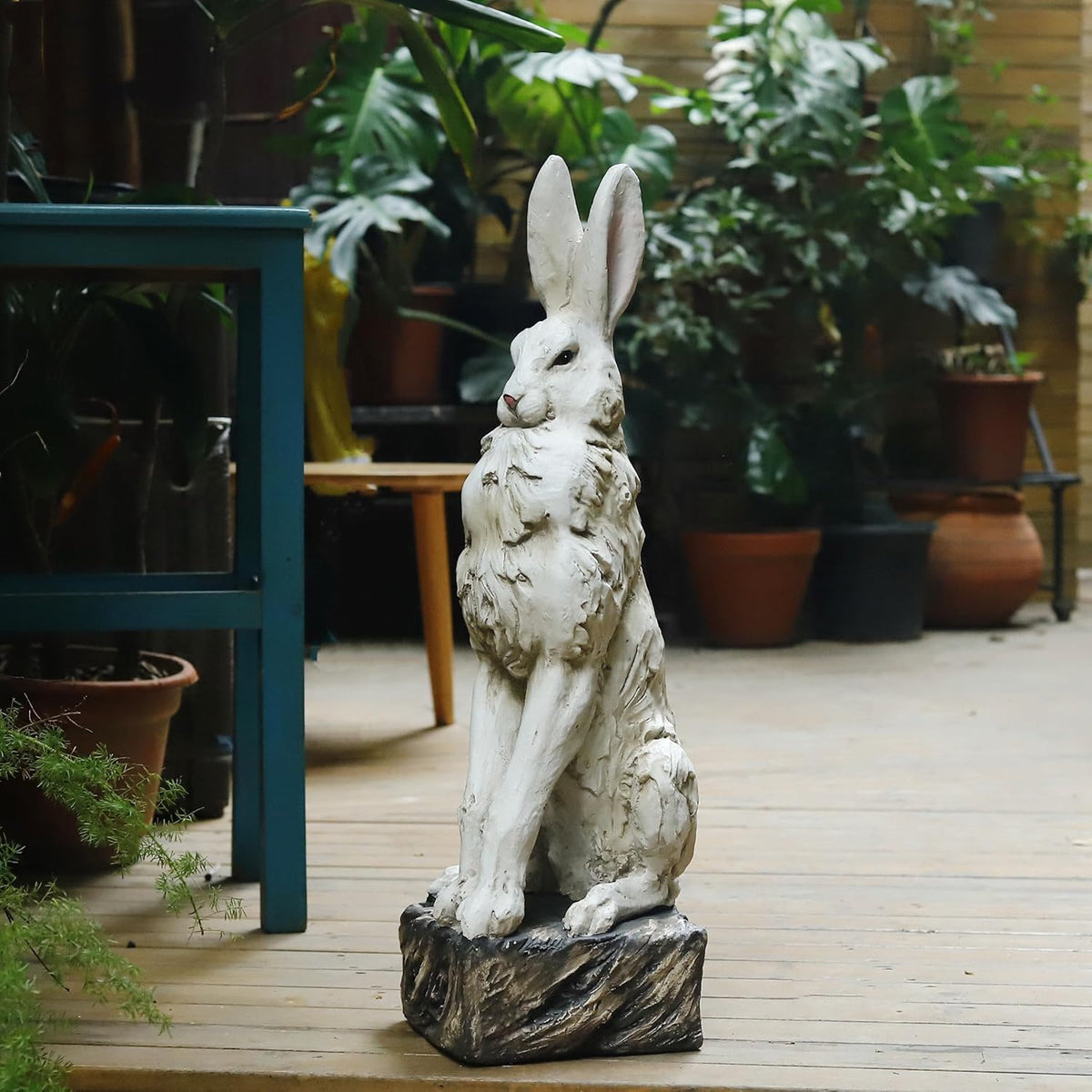 Large Size Noble Sitting Rabbit Bunny Realistic Rabbit Happy Easter Bunny Magnesium Oxide Stone
