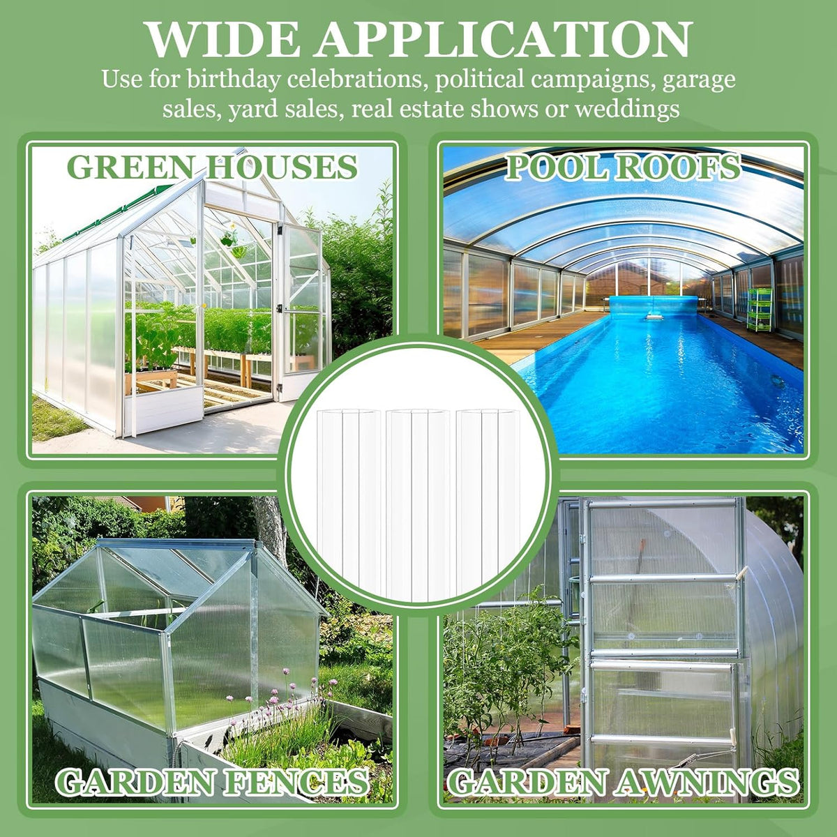 Tandefio 12 Pcs 4 ft Polycarbonate Greenhouse Panels H Connectors Fits 8 mm Polycarbonate Panels