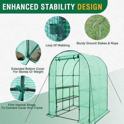 EAGLE PEAK 3-Tier Walk in Portable Greenhouse with 8 Wire Shelves, Indoor and Outdoor Garden House