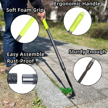Crack Weeder, 48" Long Handle Crevice Weeding Tool with Soft Foam Grip, Stainless Steel Weed Puller