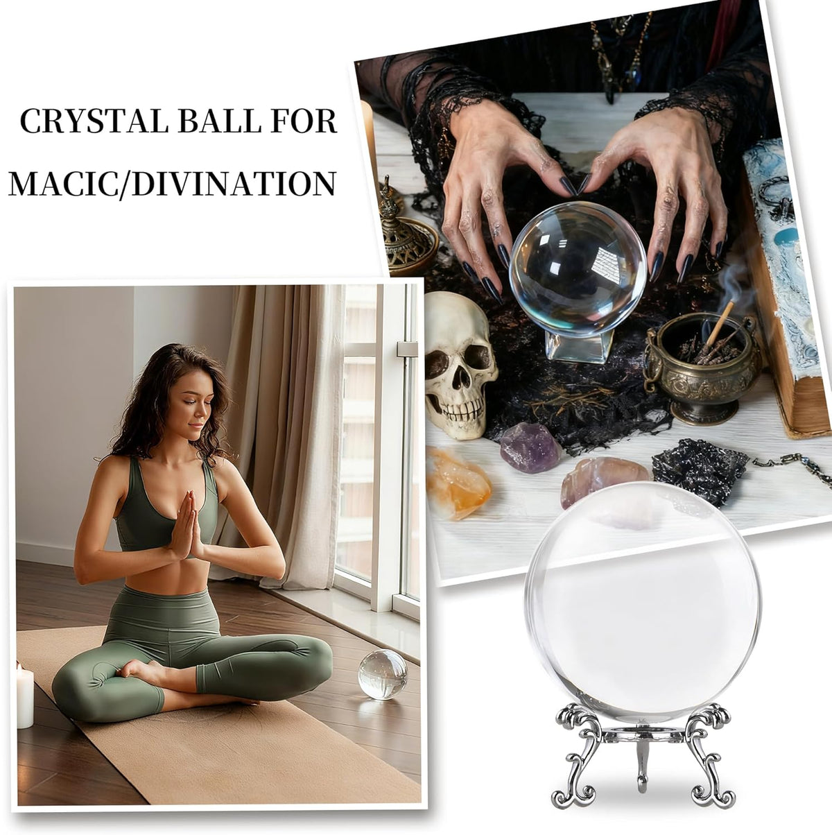 80mm Clear Crystal Ball with Stand, Photography Lensball Prop for Magical Shots, Optical Glass
