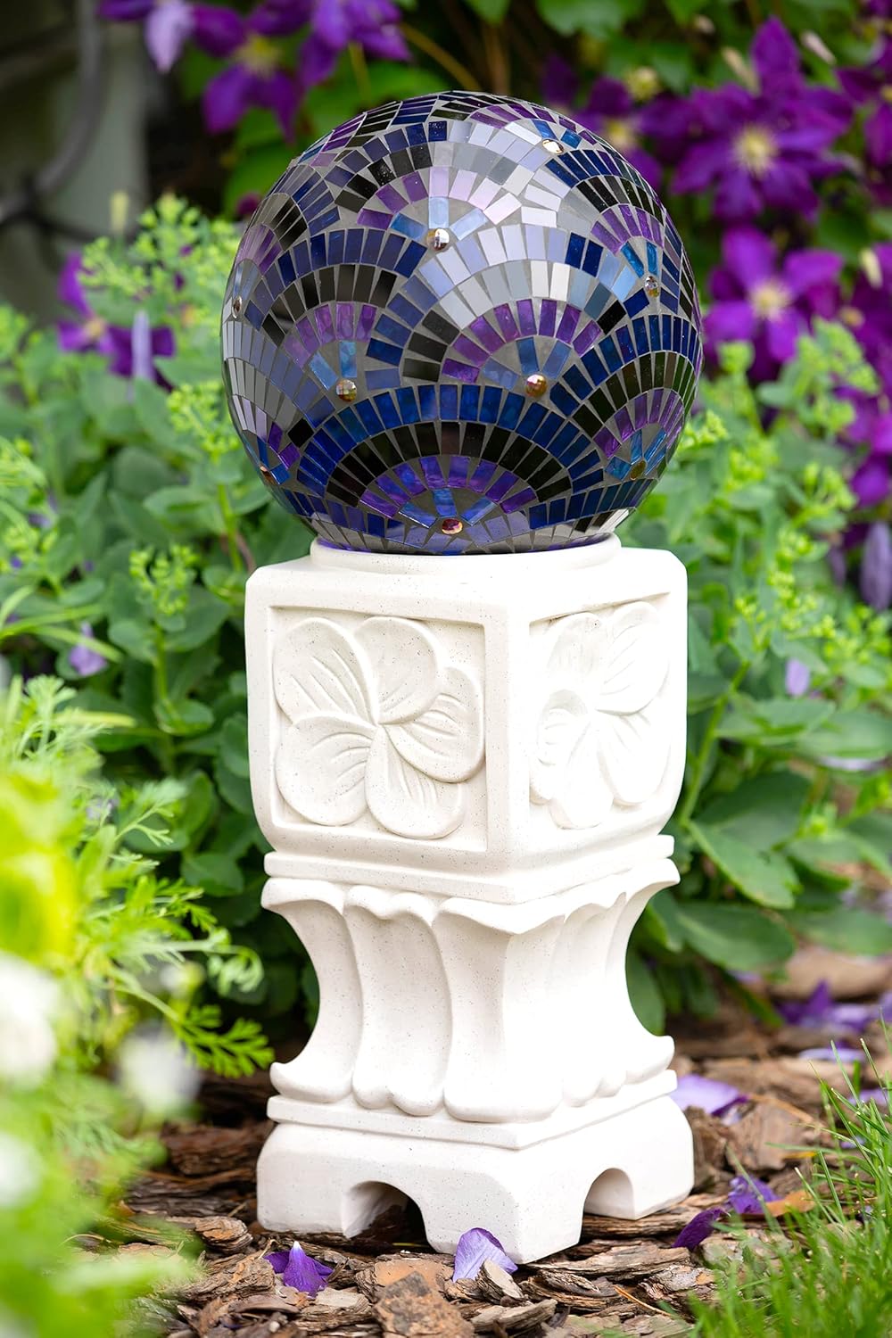 Echo Valley 8279 Purple 10" Scallop Mosaic Globe, Outdoor Décor, Beautiful Eye-Catching Glass