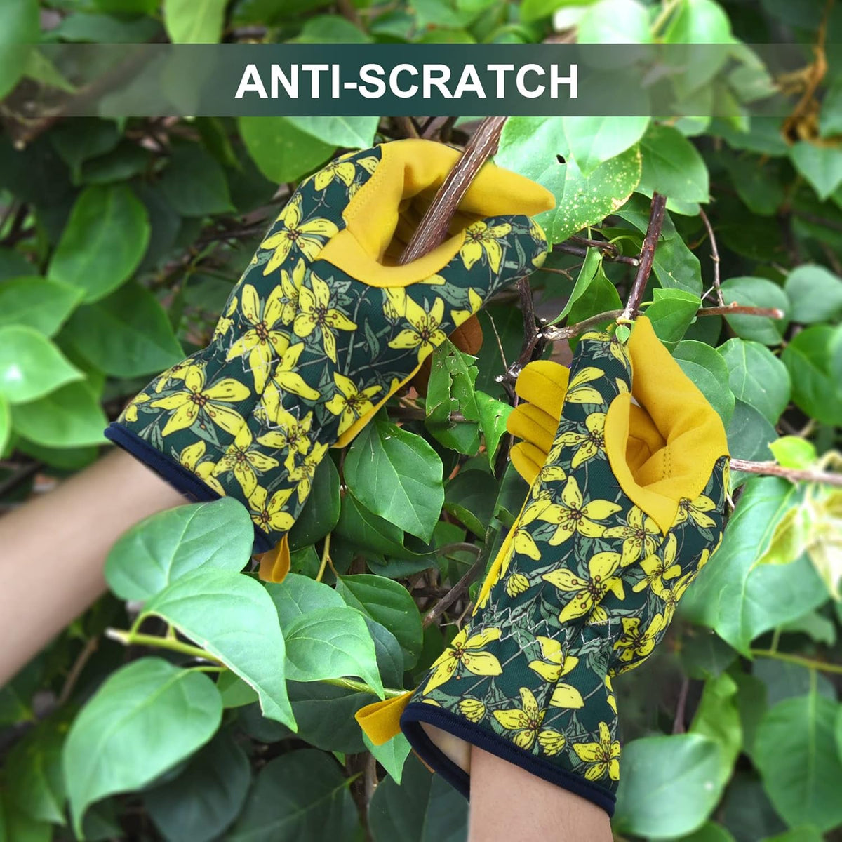 Womens Gardening Weeding Working Gloves, Leather Garden Glove for Women Thorn Proof No Stab for
