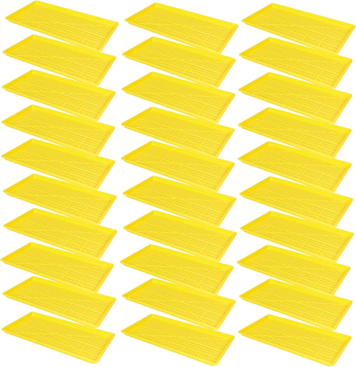 SUNPACK 10" x 20" Heavy Duty Mesh Plastic Seed Starting Tray, Yellow, 1" (Pack of 30) - Ensures