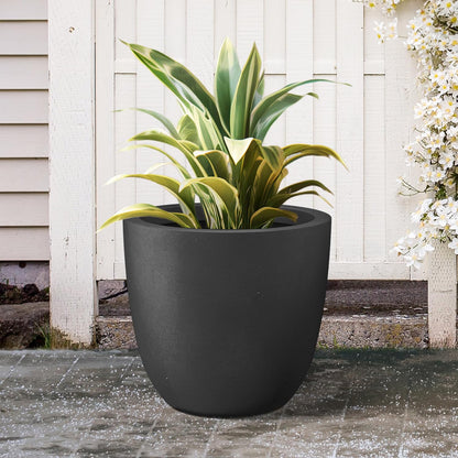 Kante 18 Inch Dia Round Concrete Planter, Indoor Outdoor Large Plant Pot with Drainage Hole and
