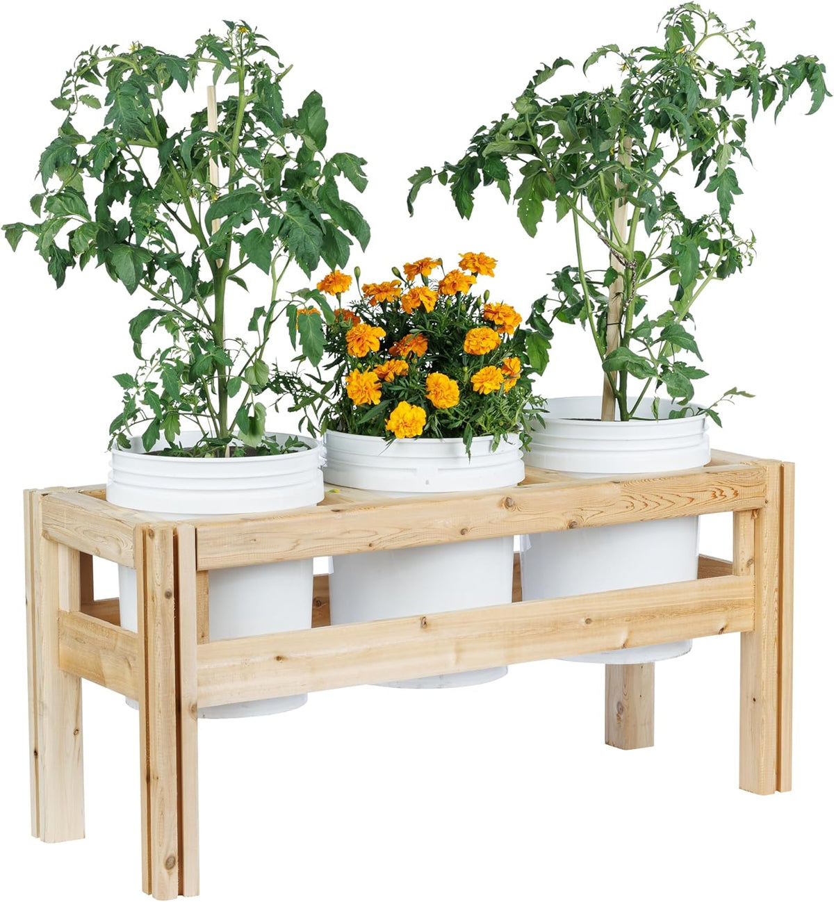 Greenes Fence Three Bucket Elevated Cedar Wood Garden Frame, 43 in. x 16 in. x 20 in. - Made in USA