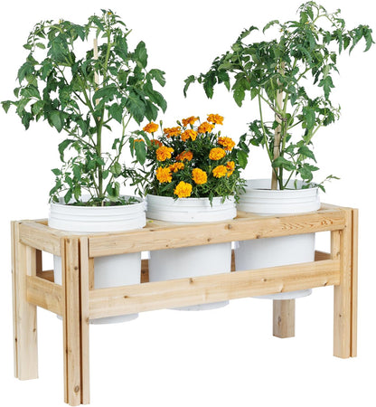Greenes Fence Three Bucket Elevated Cedar Wood Garden Frame, 43 in. x 16 in. x 20 in. - Made in USA