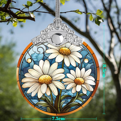 Stained Glass Christmas Ornament, Jocidea Daisy Christmas Decorations, Christmas Tree Ornament