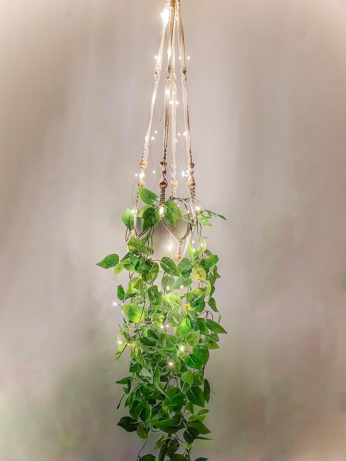 Fake Hanging Plants with Lights Artificial Plants for Home Decor Macrame Plant Hanger with Fake