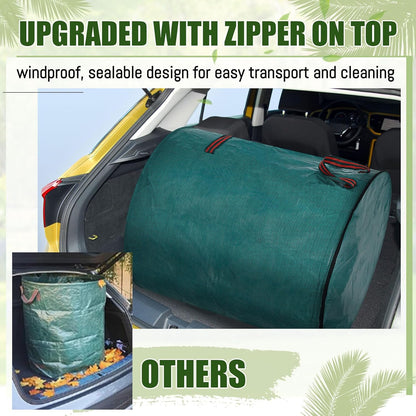 10 Pcs 72 Gallons Yard Waste Bags with Lid and 4 Pairs Gardening Coated Gloves Leaf Bags (h30" x