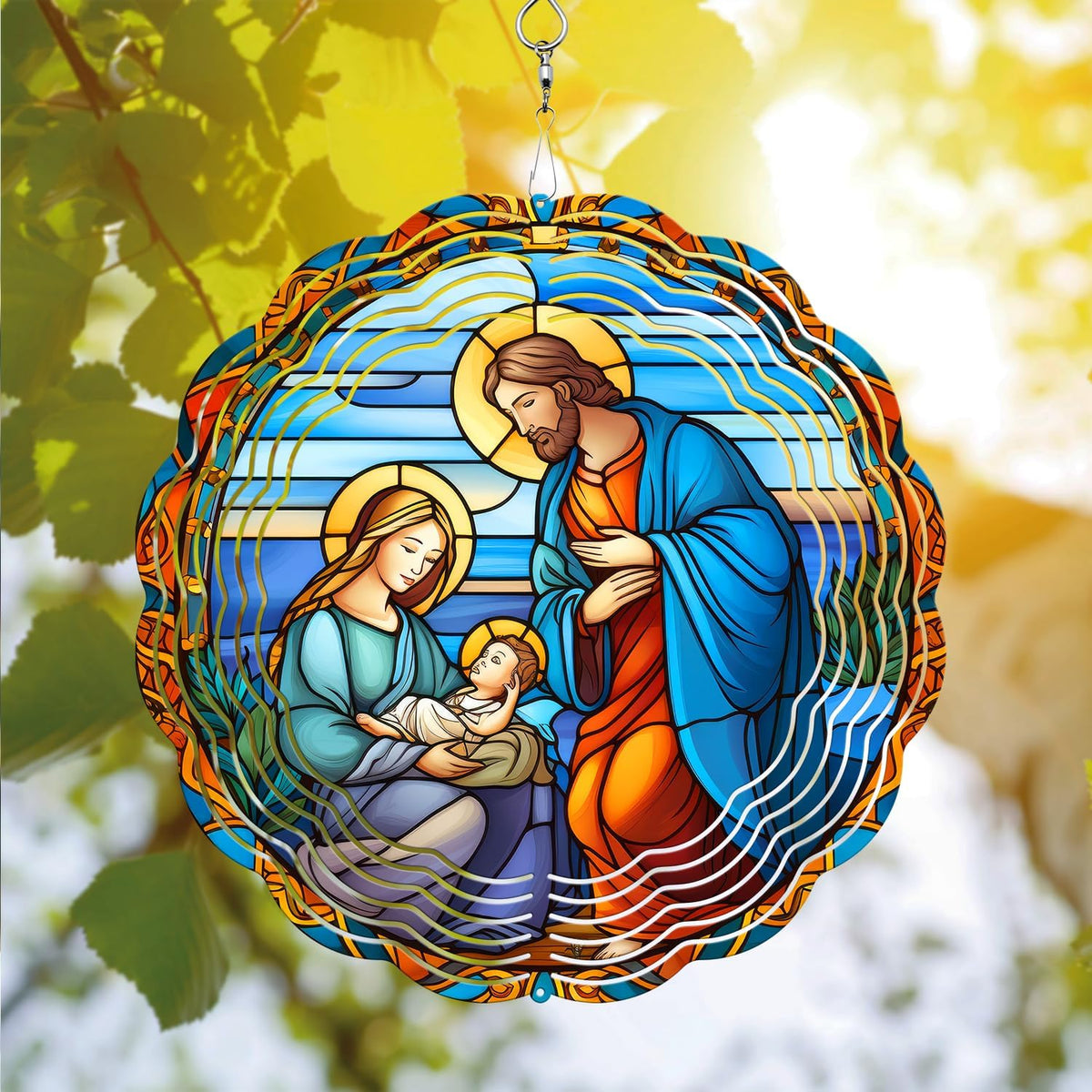 Christian Christmas Wind Spinner, Christian Christmas Wind Spinner Hanging for Yard and Garden