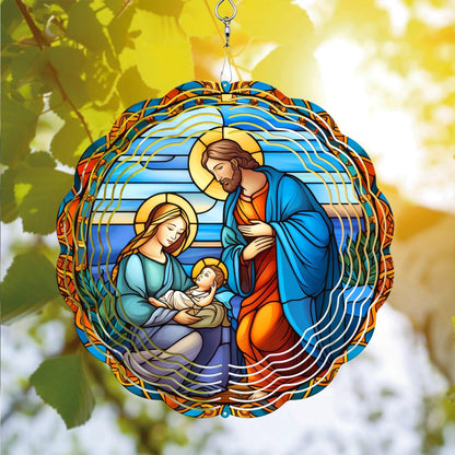 Christian Christmas Wind Spinner, Christian Christmas Wind Spinner Hanging for Yard and Garden