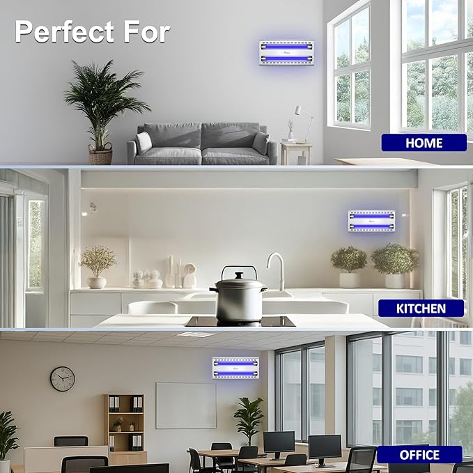 Awoco 12W LED Stainless Steel 100V-240V Wall Mount Sticky Fly Trap Lamp for Capturing Flies