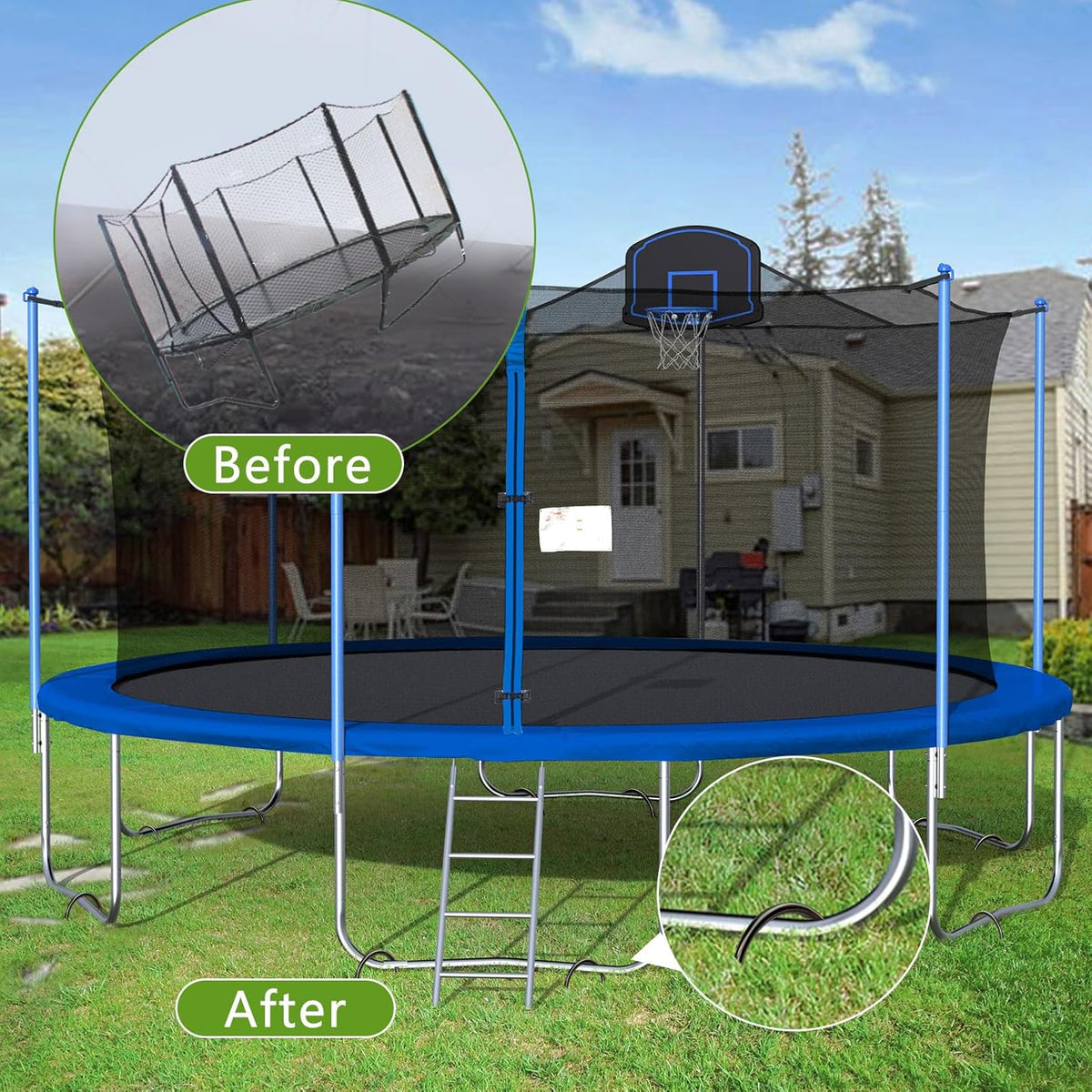 8Pcs Trampolines Wind Stakes, 12 Inch Landscape Staples, Heavy Duty Trampoline Anchors, U-Shaped