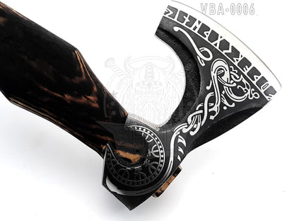 SHINY CRAFTS® Handcrafted Decorative Viking Axe with Leather-Wrapped Handle & Sheath – Engraved