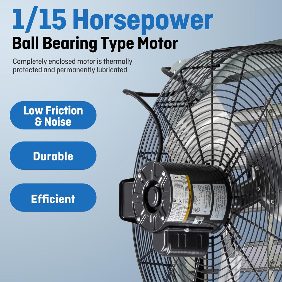 iLIVING 18" Wall Mounted Shutter Exhaust Fan, Automatic Shutter, with Thermostat and Variable Speed