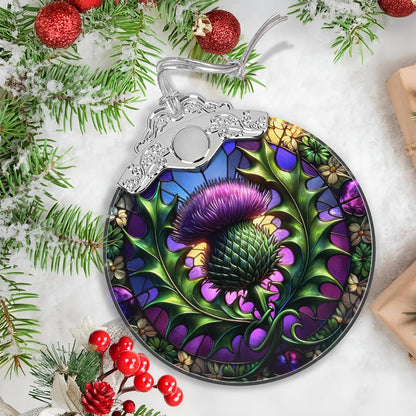 Scottish Thistle Stained Glass Orament - Christmas Ornament - Christmas Decorations for Tree