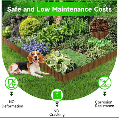 Corrugated Garden Edging,6"×40Ft Pre-Rusted Landscape Edging & Lawn Edging Border,Metal Garden