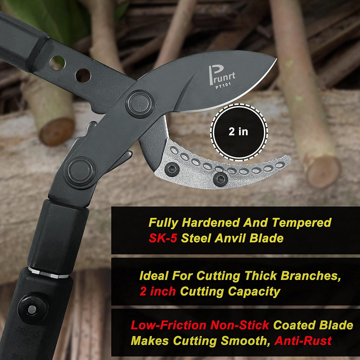 26-41 Inch Extendable Anvil Loppers, Sync Drive Power Lever Tree Trimmers, Telescopic Pruners Heavy