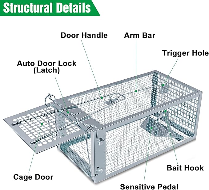 4 Packs Humane Rat Trap Outdoor, Wanqueen Humane Mouse Traps Indoor, Small Rodent Chipmunk Squirrel