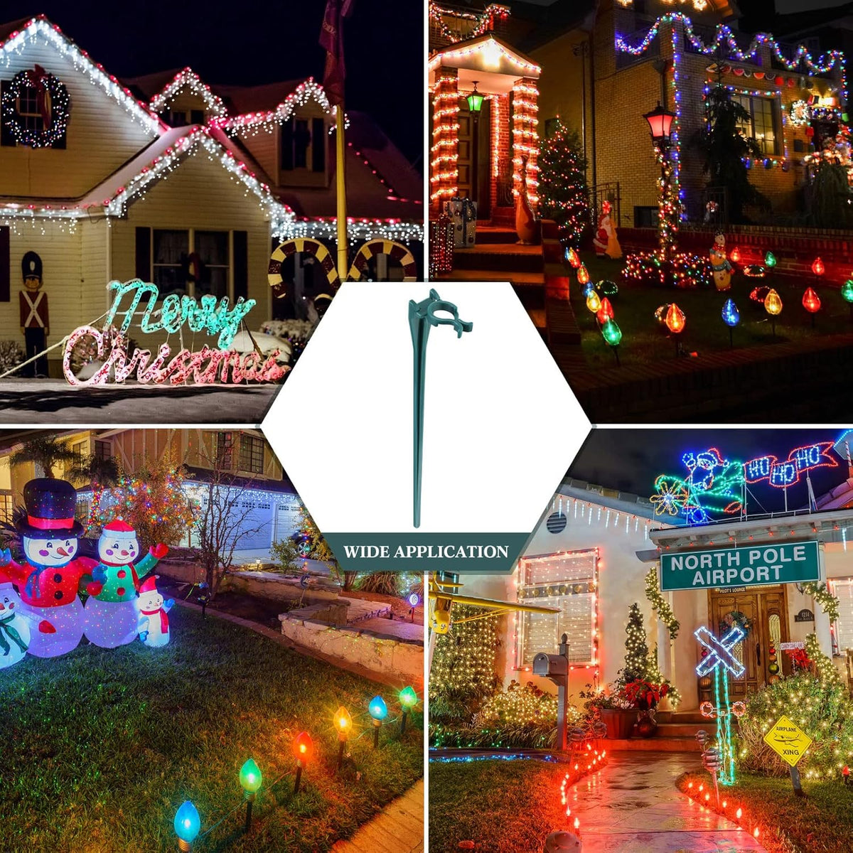 Jetec 120 Pieces Christmas Light Stakes Universal Yard Lawn Holiday 7.5 Inches Light Ground Stakes