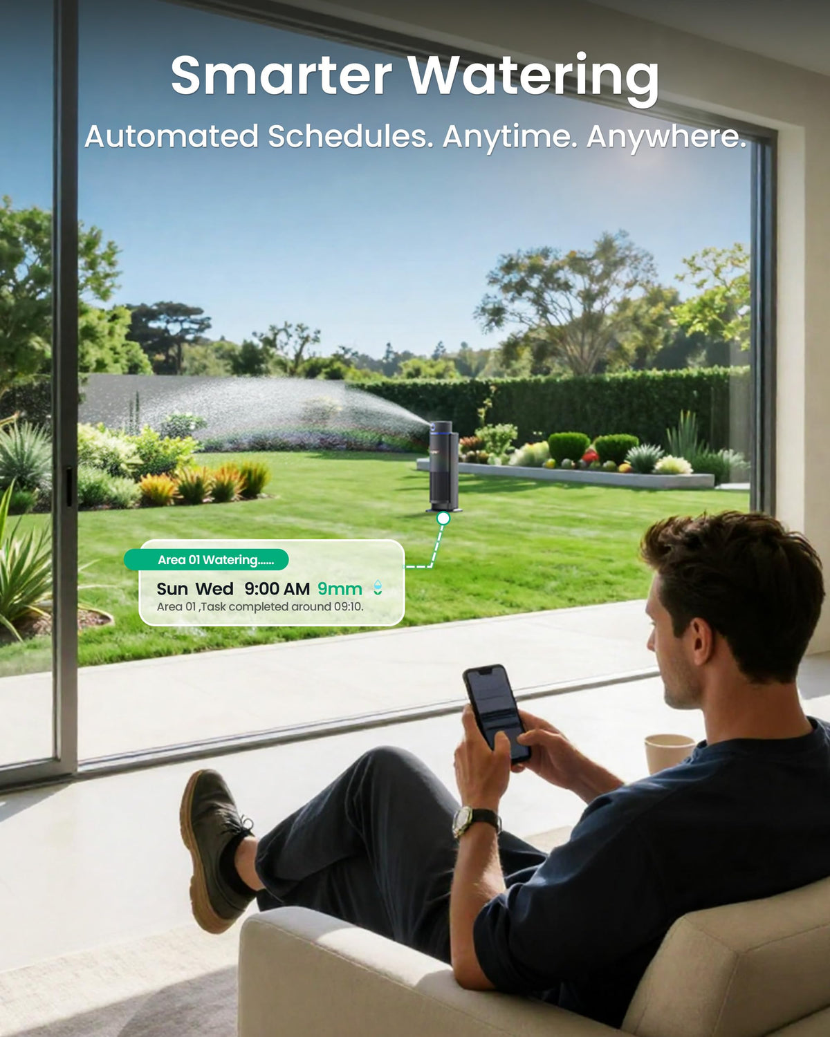 Aiper IrriSense 2 Lawn Sprinkler, Smart Irrigation System, Multi-Zone Plant-Specific Watering