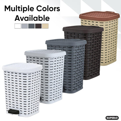 Superio Small Outdoor Trash Can with Lid for Dog Poop 6.8 Gallon/26 L Step On Plastic Garbage Can