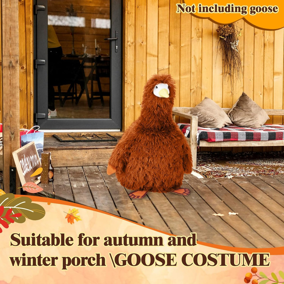 Vinsot Halloween Outdoor Porch Geese Outfit, 23" Patio Yard Porch Desk Goose Coat, Lawn Goose