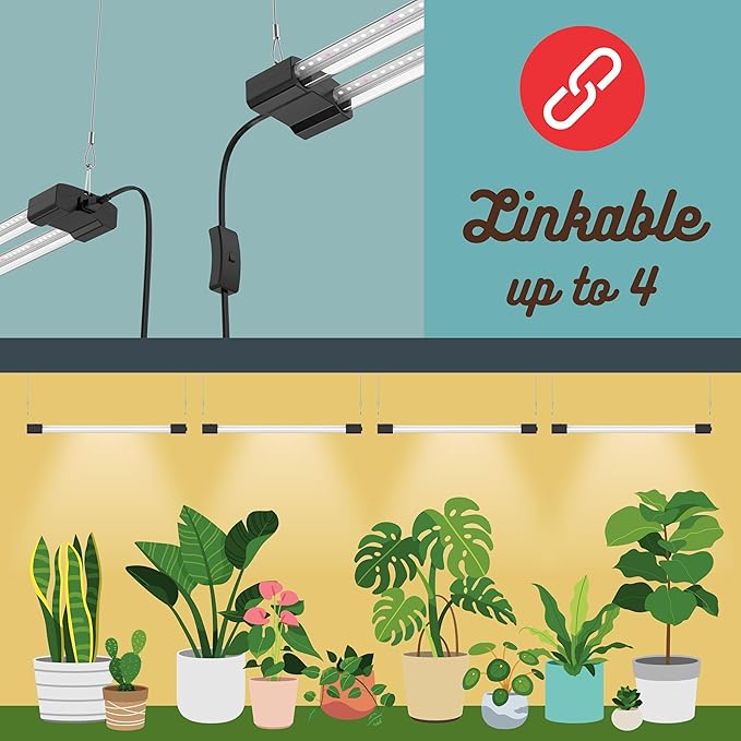4FT LED Succulent Terrarium Plant Grow Light Linkable Full Spectrum Daylight with Enhanced 660nm