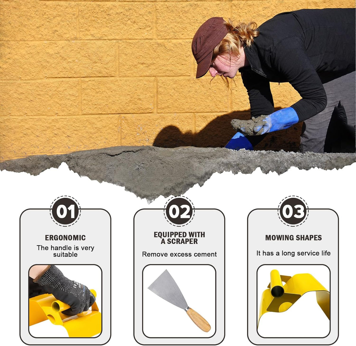 Concrete Curb Trowel Edger, Curb Tool for Concrete Edging, Concrete Curbing Trowel, Concrete Curb