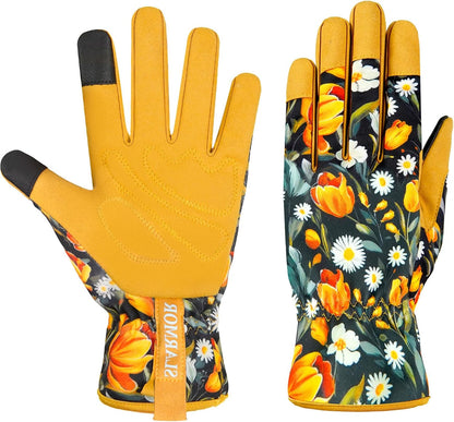 Leather-Gardening-Gloves for Women,Thorn-Proof Work-Gloves for Weeding,Digging,Planting,Pruning