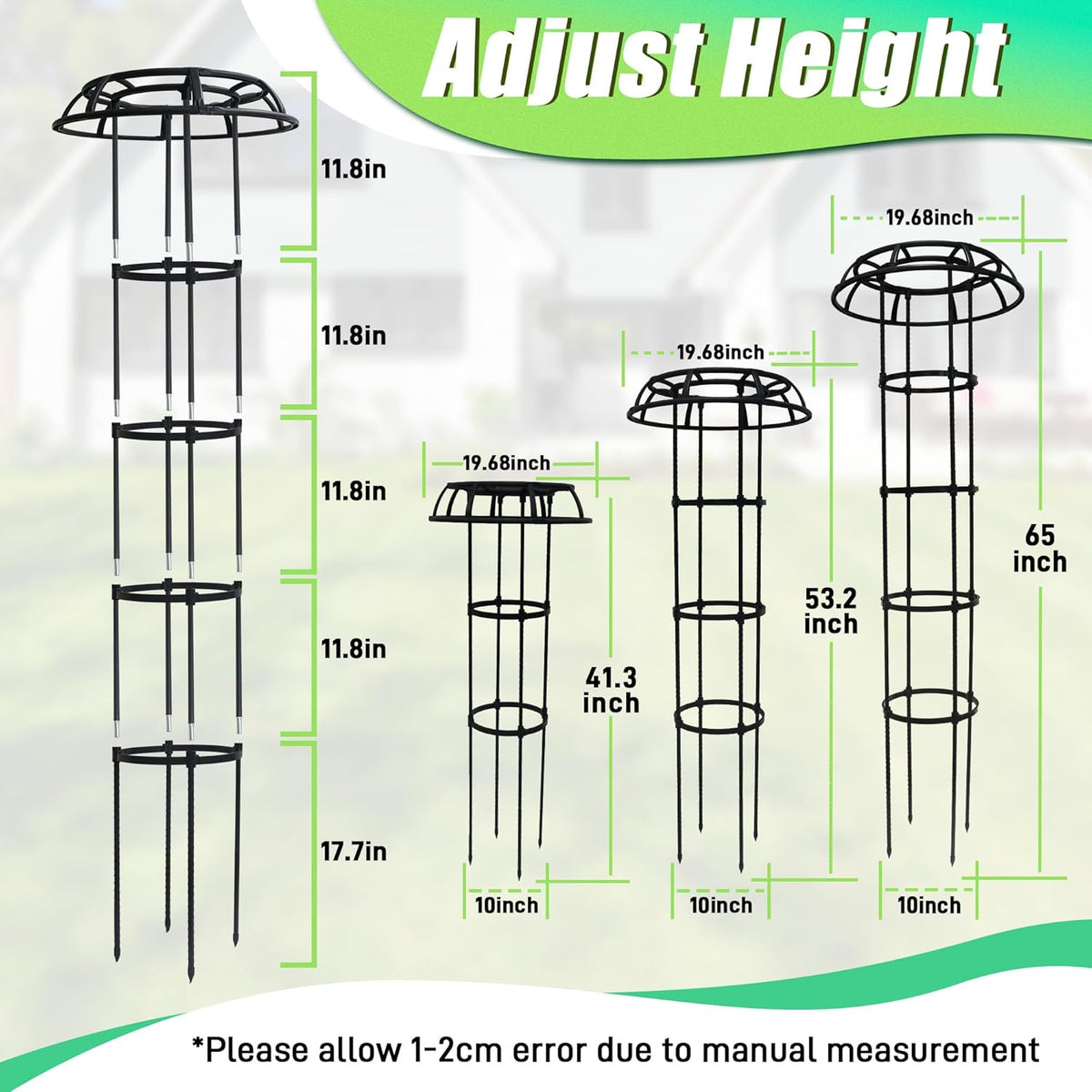 Garden Trellis for Climbing Plants, 2 Pack 41.3 Inch Mushroom Top Trellis for Climbing Plants