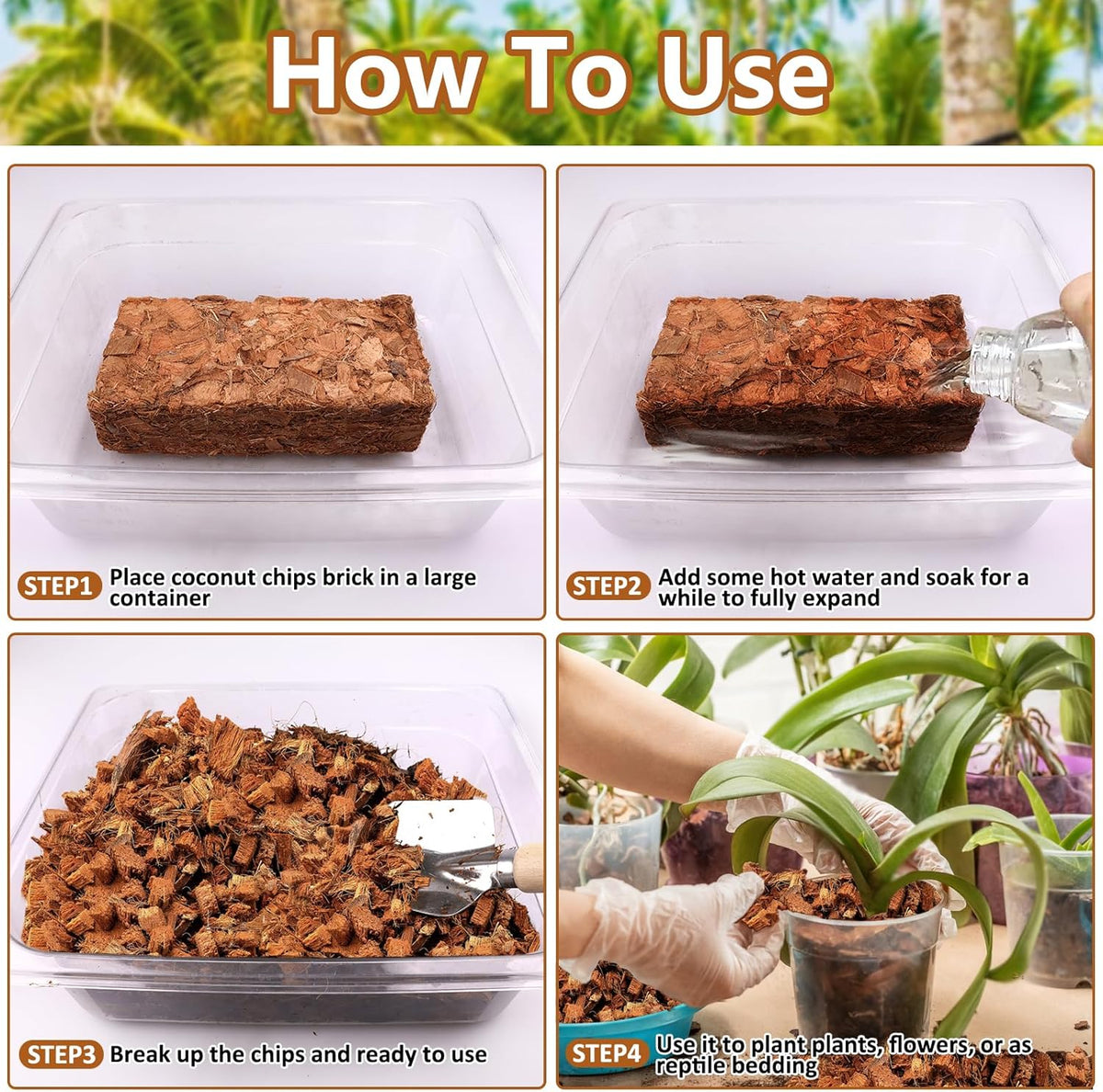Legigo 10 Pack Coco Husk Chips- 11 LB 100% Organic Coconut Coir Chips Brick Potting Soil Mix with