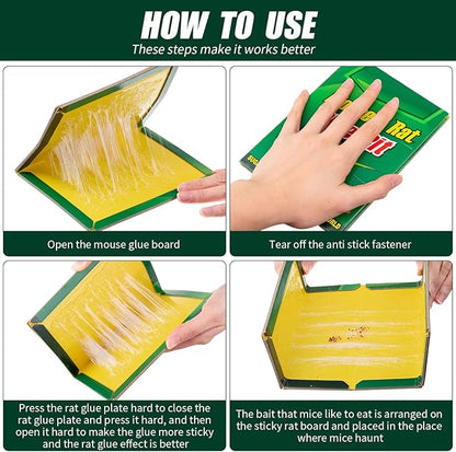 Qualirey 30 Pcs Large Sticky Traps for Mice and Rats Mouse Traps Glue with Enhanced Stickiness