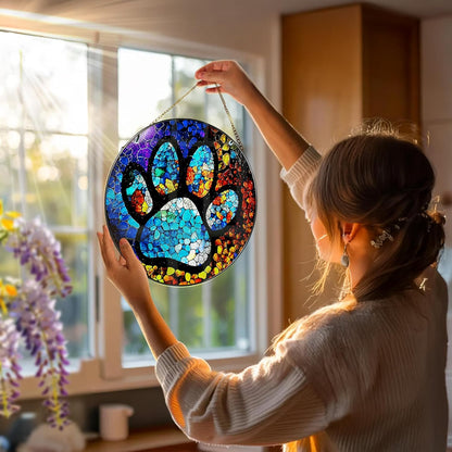 Stained Glass Window Hanging, DOUHASU Pet Memorial Suncatcher Ornament, Dog Memorial Gifts for Loss