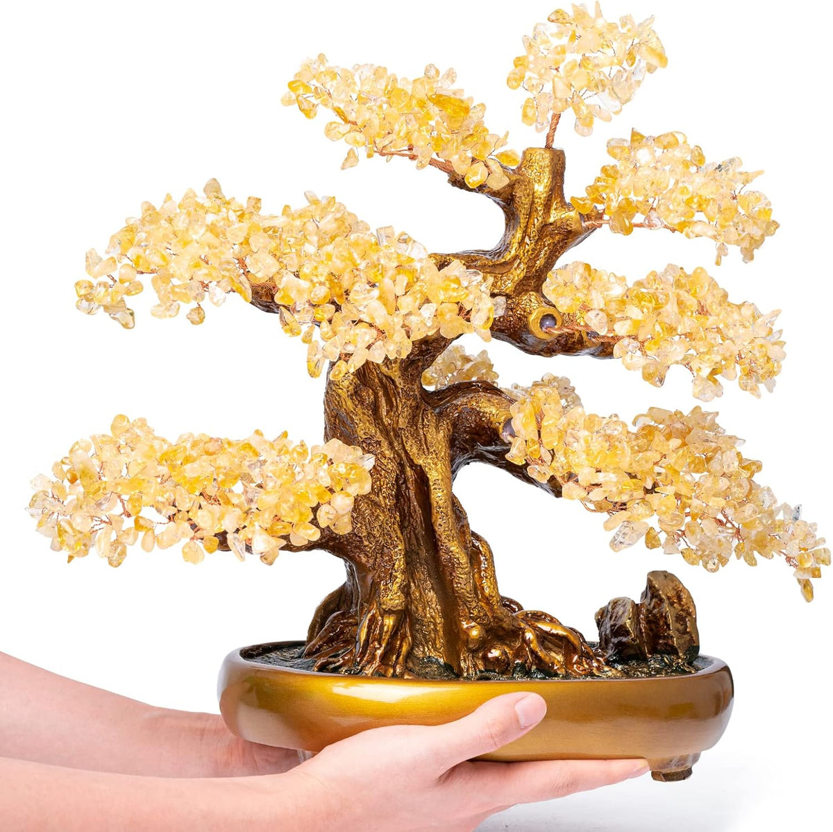 Natural Citrine Gemstone Crystal Bonsai Tree of Life Large Feng Shui Money Chakra Tree for Luck and