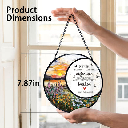 TNUW Retirement Gifts Flower Stained Glass Window Hanging, Difference Maker Gift Sun Catchers