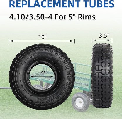 4.10/3.50-4 Replacement Tire and Inner Tube Set, 2 Pack, 10" Heavy Duty Tire and Tube, TR-13