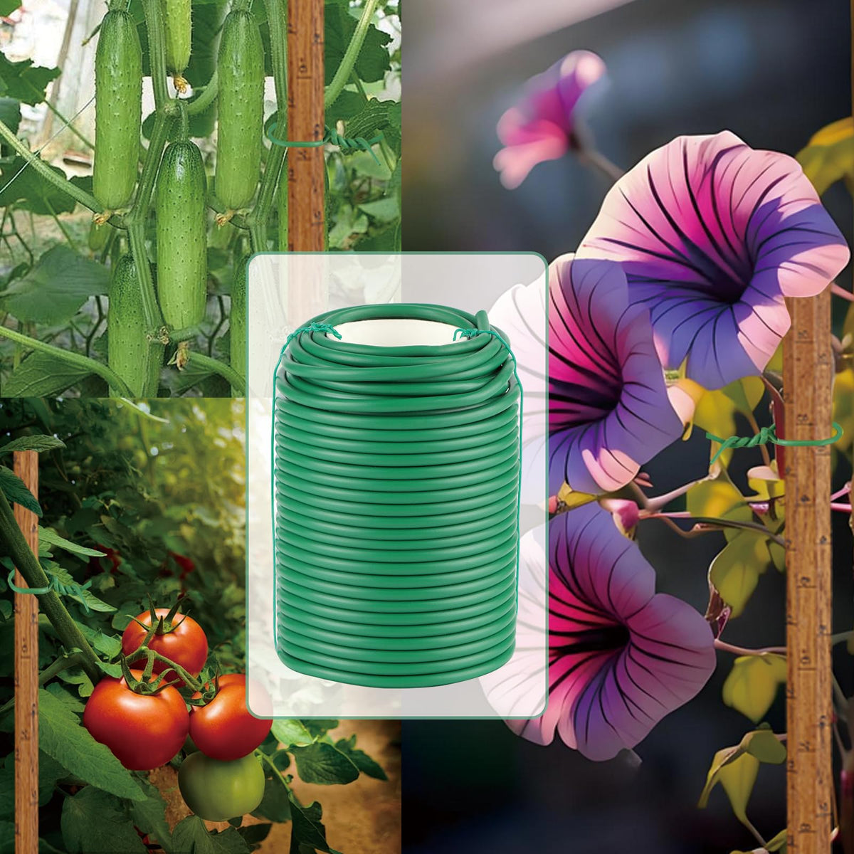 QenFree Garden Wire, 66FT Soft Plants Ties, 3.5mm Flexible Garden Ties for Climbing Plants, Vines