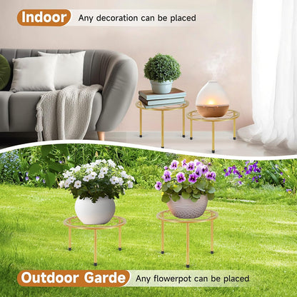 5 Pack Metal Plant Stand, Anti-Rust Iron Plant Stands for Indoor and Outdoor, Heavy Duty Flower Pot
