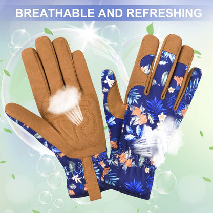 Womens Gardening Weeding Working Gloves, Leather Garden Glove for Women Thorn Proof No Stab for