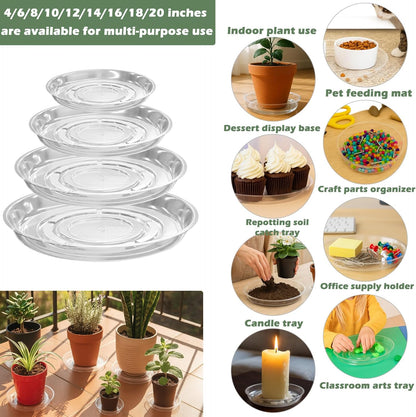 20 Packs 8 Inches Clear Plant Saucers for Indoor Outdoor Use Heavy Duty Plastic Plant Trays for