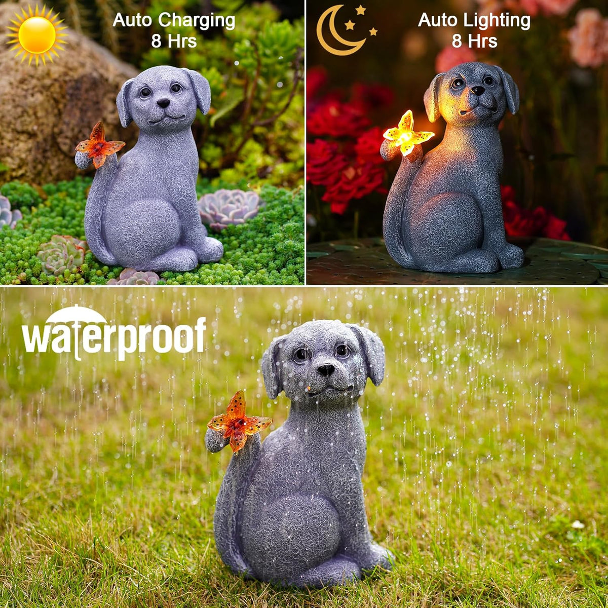 Nacome Dog Outdoor Statues for Garden: Outside Decor with Butterfly Clearance for Yard Art Lawn