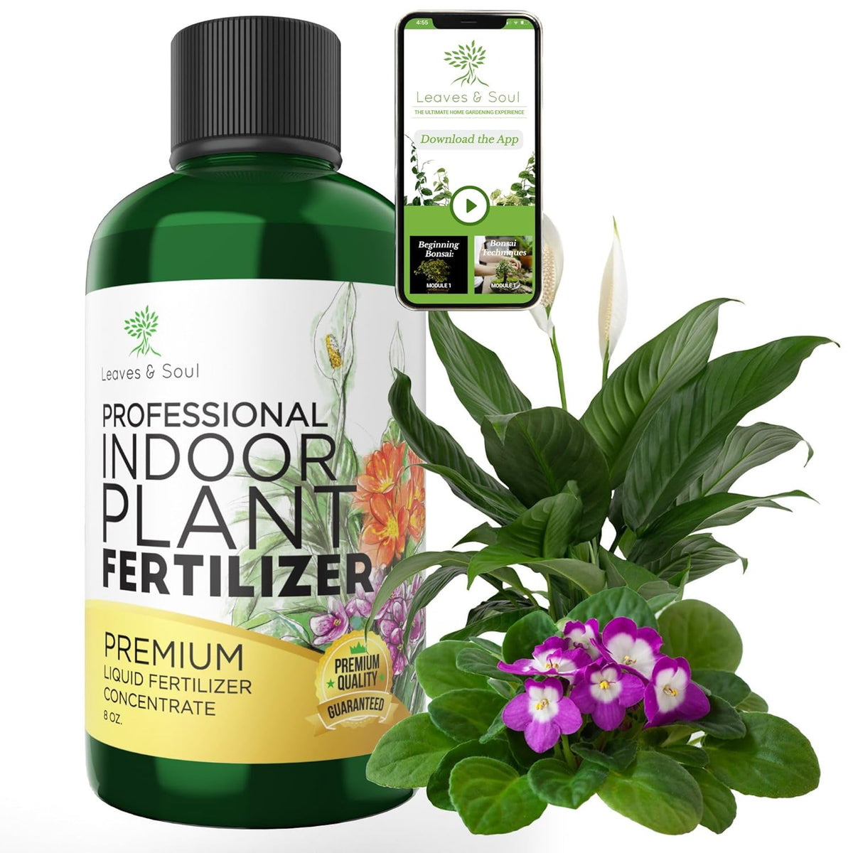 Professional Liquid Indoor Plant Fertilizer | 3-1-2 Concentrate for Plants and Flowers |