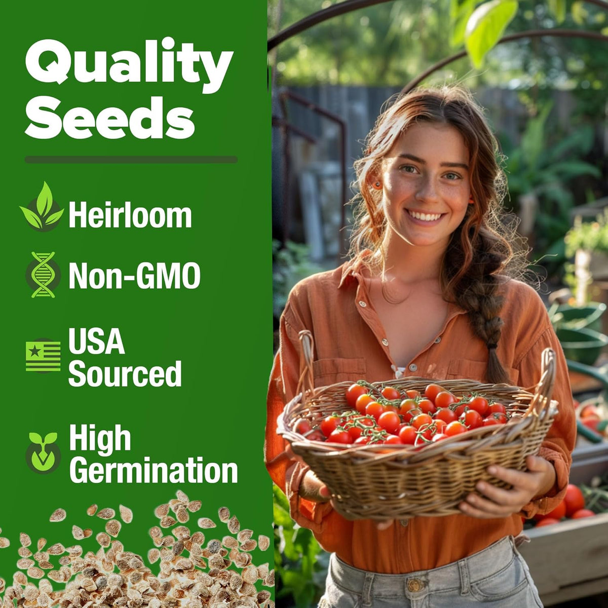 HOME GROWN Large Red Cherry Tomato Seeds 2 Pack (Solanum lycopersicum) - Approx.1000 Non-GMO