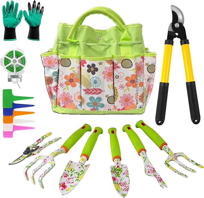 41-Piece Premium Gardening Tool Set, Stainless Steel Heavy Duty Gardening Tool Kit, with Non-Slip